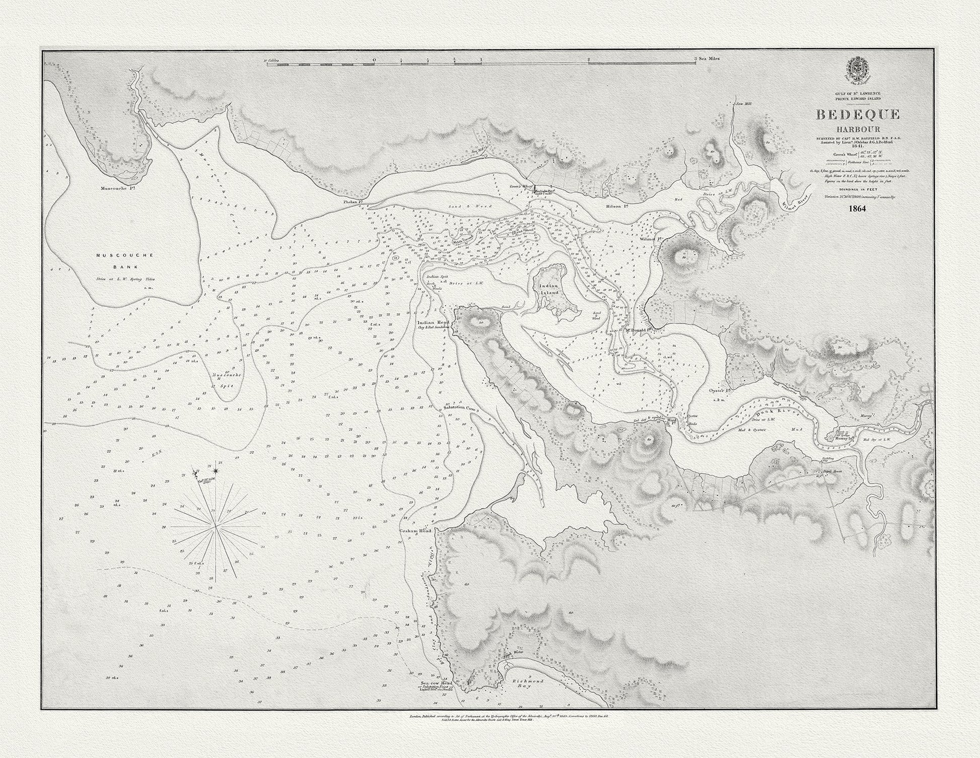 Atlantic Canada: Gulf of St. Lawrence, Prince Edward Island, Bedeque Harbour, 1864 - The Map Chest