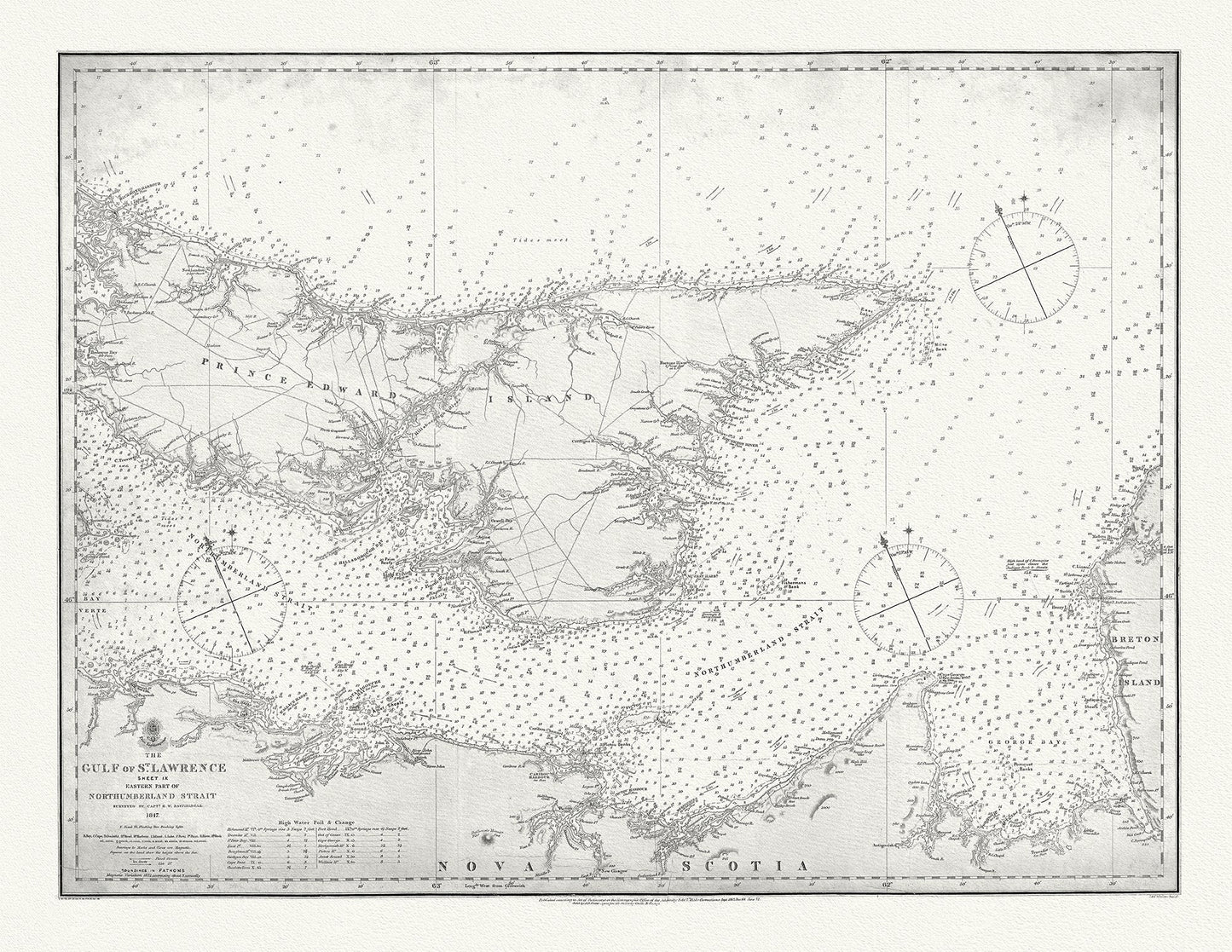 Atlantic Canada: Nautical Chart, The Gulf of St. Lawrence. Sheet IX, Eastern Part of Northumberland Strait, 1872 - The Map Chest