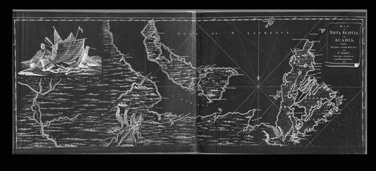 Atlantic Canada: Nova Scotia.top half of Drury.1768 Ver. BWI - The Map Chest