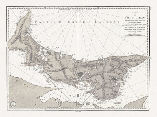 Atlantic Canada: Plan de l'île de St. Jean au nord de l'Acadie et dans le sud du golfe de St. Laurent, Holland et Sartine auths., 1778 - The Map Chest