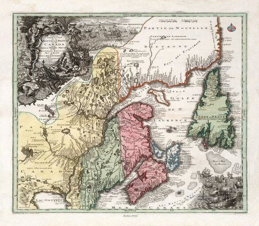 Atlantic Canada: Seutter, Canada, 1750 - The Map Chest