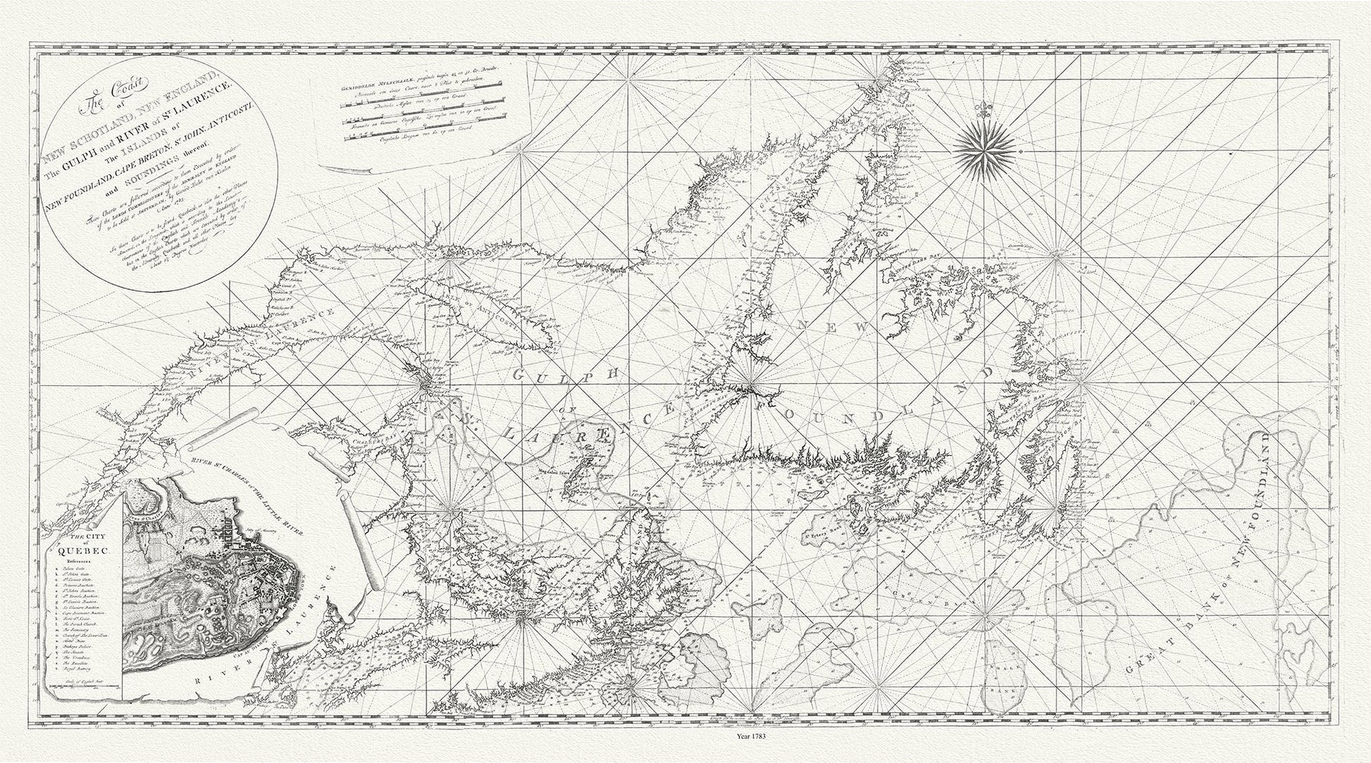 Atlantic Canada: The coast of New Schotland, New England, the gulph and river of St. Laurence, 1783, van Keulen auth. - The Map Chest