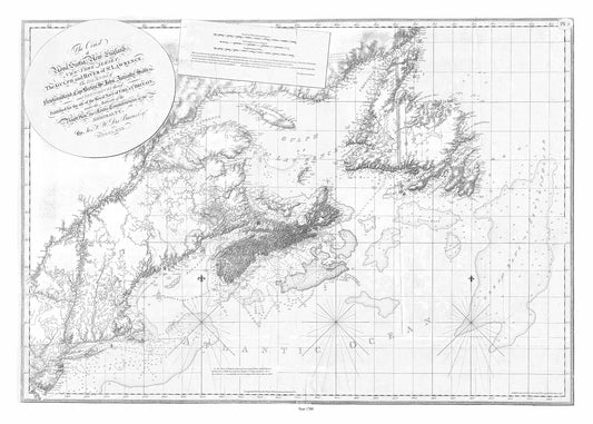 Atlantic Canada: The coast of Nova Scotia, New England, New - York, Jersey, the Gulph and River of St. Lawrenc, the islands of Newfoundland, Cape Breton, St. John, Antecosty,1780,desBarres - The Map Chest