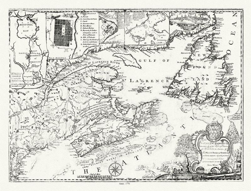 Atlantic Canada: Turner et Aitken, This map of the province of Nova - Scotia and parts adjacent, 1776 - The Map Chest