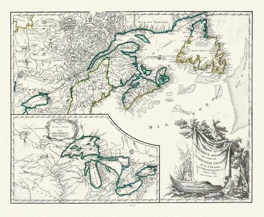Atlantic Canada: Vaugondy et Haussard, Partie de l'Amérique septent qui comprend la Nouvelle France ou le Canada, 1786 - The Map Chest