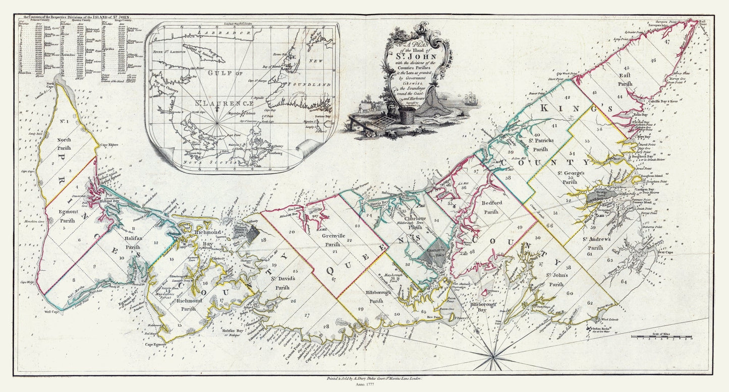Atlantic Canada: William Faden, A Plan of the island of St. John, 1777 - The Map Chest
