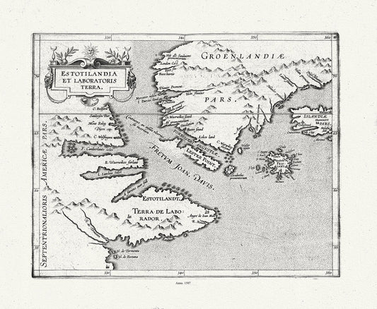 Atlantic Canada: Wytfliet, Corneille, Estotilandia et Laboratoris Terra - East Coast Canada), 1597E - The Map Chest