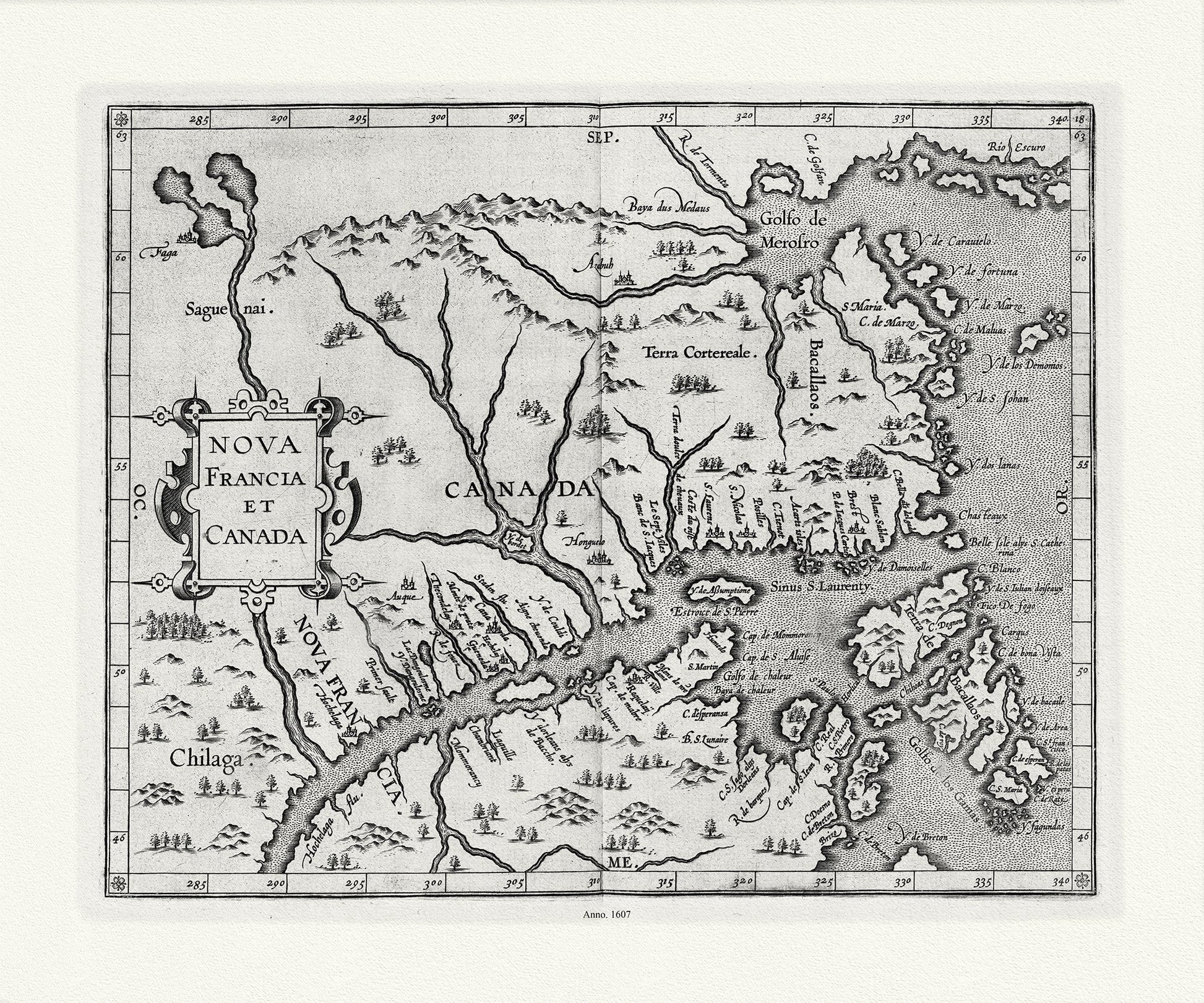 Atlantic Canada: Wytfliet, Corneille, Nova Francia et Canada, 1607E - The Map Chest