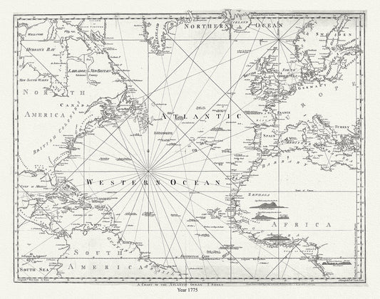 Atlantic Ocean: A Chart of the Atlantic Ocean, 1775, Sayer auth. - The Map Chest