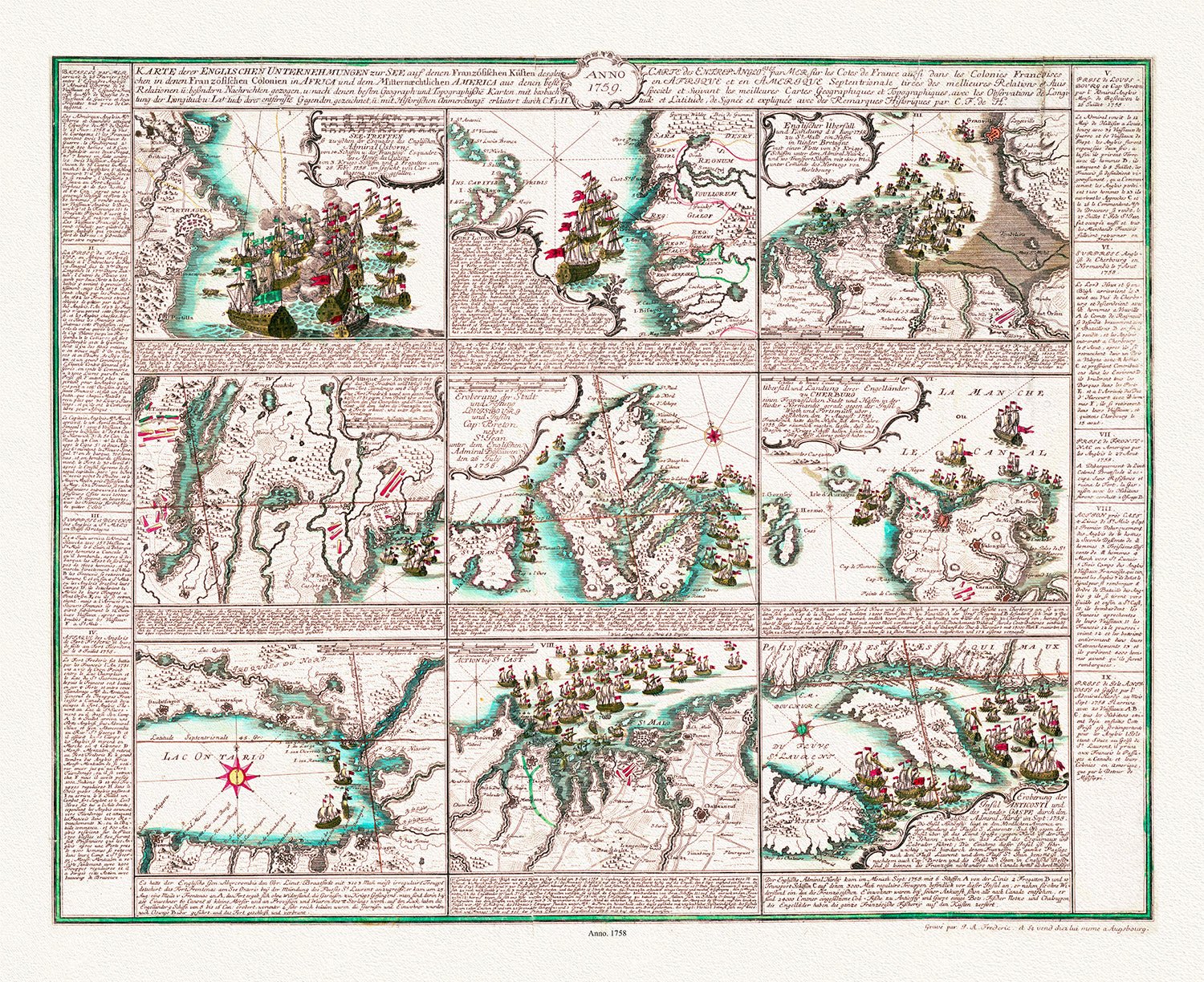 Atlantic Ocean: Frederic, Anglo - French naval encounters in 1758 - The Map Chest