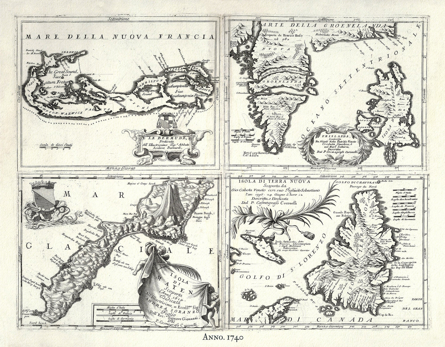 Atlantic Ocean: Islands in the Atlantic Ocean, 1740, Seutter auth. - The Map Chest