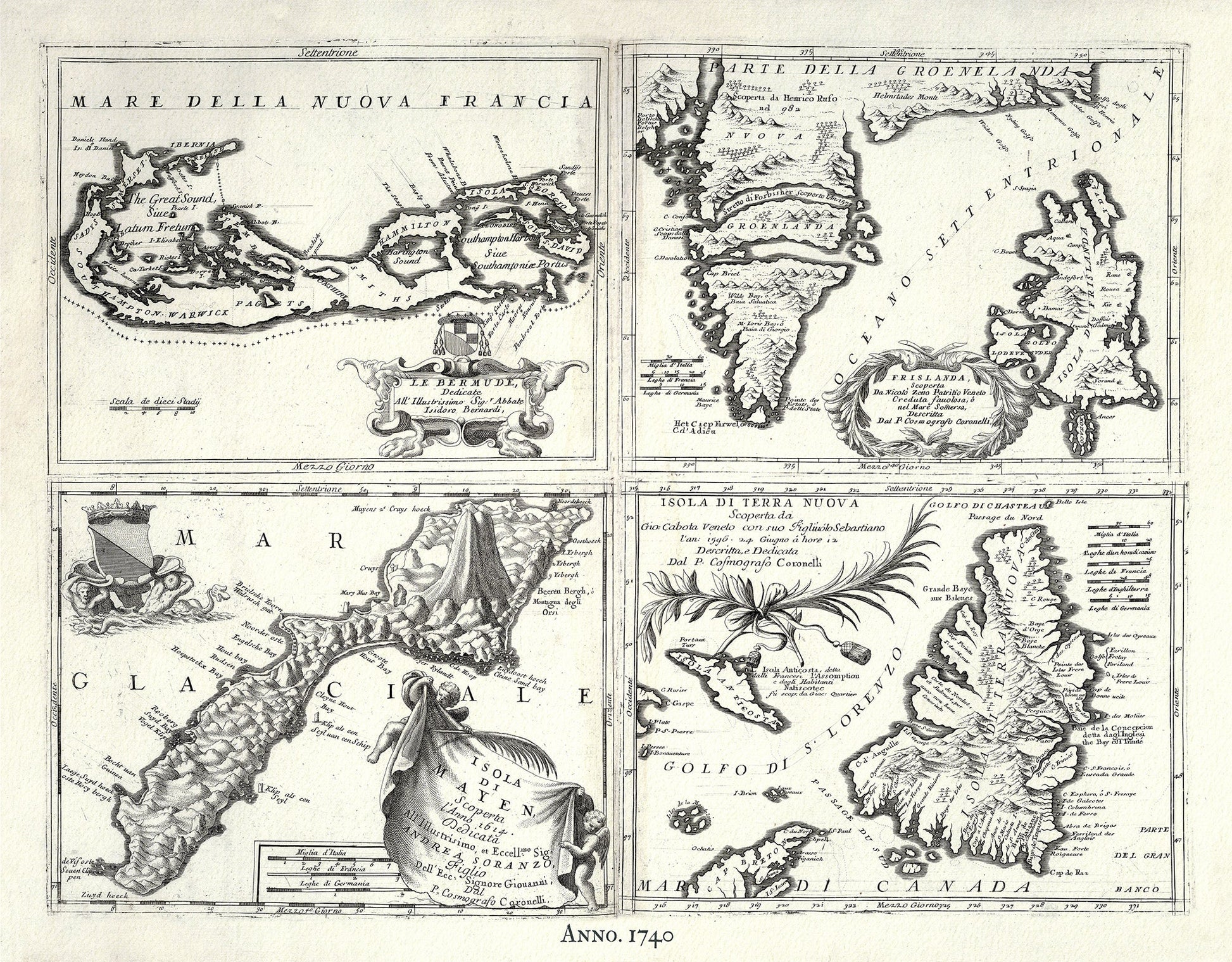 Atlantic Ocean: Islands in the Atlantic Ocean, 1740, Seutter auth. - The Map Chest