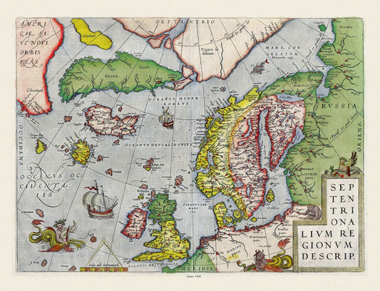Atlantic Ocean: Ortelius, Abraham, Septentrionalivm regionvm descrip, (North Atlantic Region), 1560 - The Map Chest