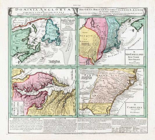 Bellin, America Septentrionali, Atlantic Canada, North America 1740 - The Map Chest
