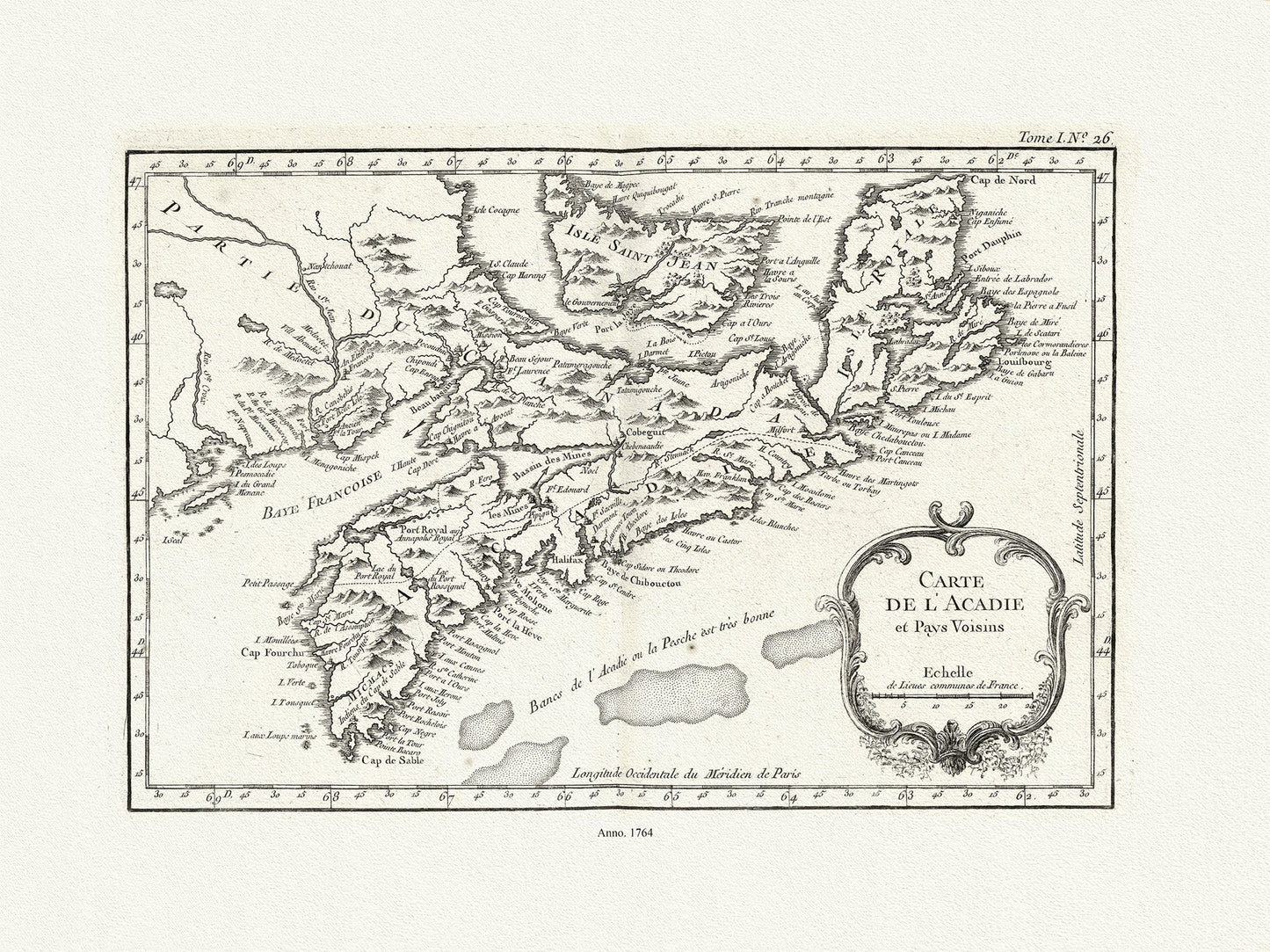 Bellin, Carte De L'Acadie et Pays Voisins, 1764 Ver. II - The Map Chest