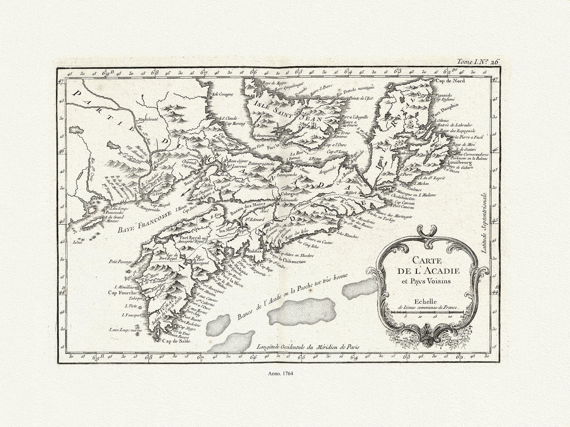 Bellin, Carte De L'Acadie et Pays Voisins, 1764 Ver. II - The Map Chest