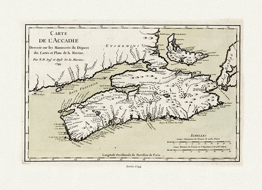 Bellin, Carte de l'Accadie, 1744, repl - The Map Chest