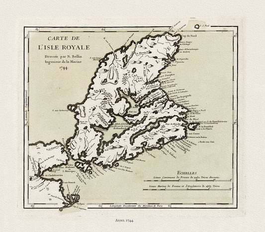Bellin, Carte de L'isle Royalee,, Nova Scotia, 1744 - The Map Chest
