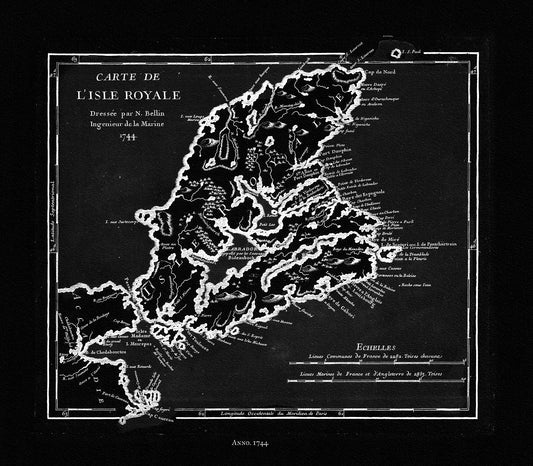 Bellin, Carte de L'isle Royalee,, Nova Scotia, 1744 Ver. BWI - The Map Chest