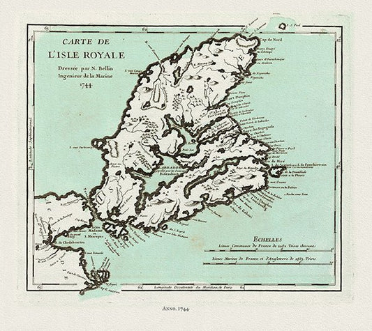 Bellin, Carte de L'isle Royalee, , Nova Scotia,1744,repl - The Map Chest