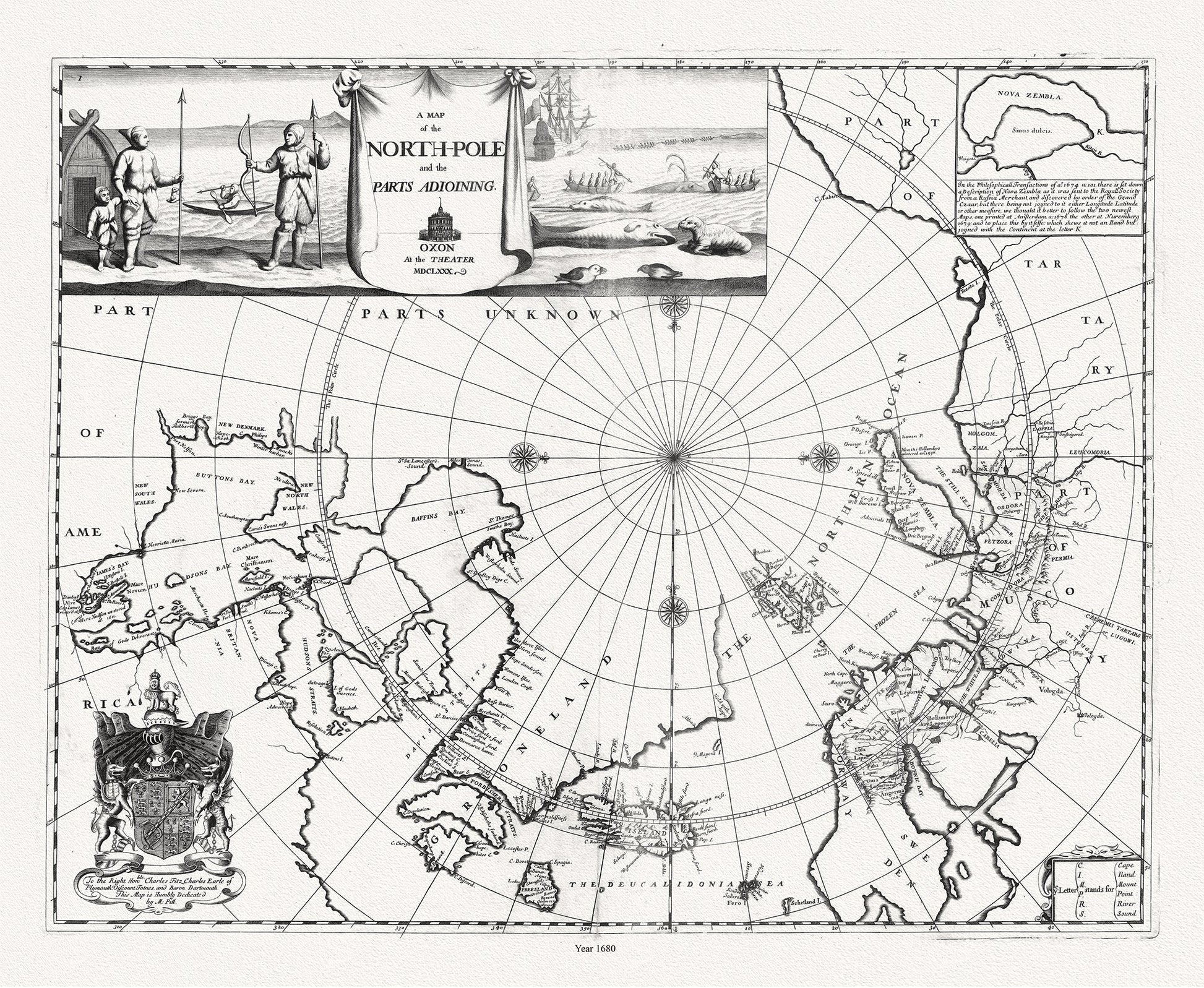Canada: Arctic, Northern and Polar Exploration: A Map of the North Pole and the parts adioining. Pitt, 1680 - The Map Chest
