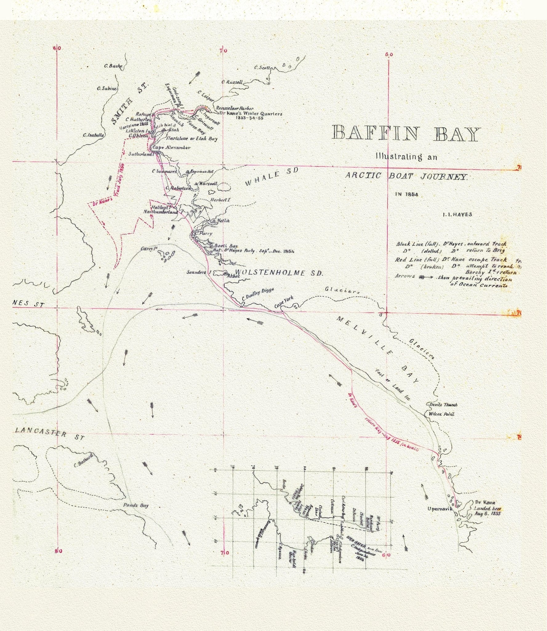 Canada: Arctic, Northern and Polar Exploration: An Arctic Boat Journey around Baffin Bay Journey, A Manuscript, Kane et Hayes, 1855 - The Map Chest