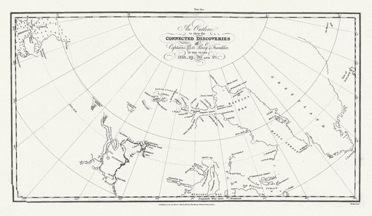 Canada: Arctic, Northern and Polar Exploration: An Outline to shew the Connected Discoveries of Captains Ross, Parry & Franklin, in the years 1818, 19, 20 and 21.20x35 - The Map Chest