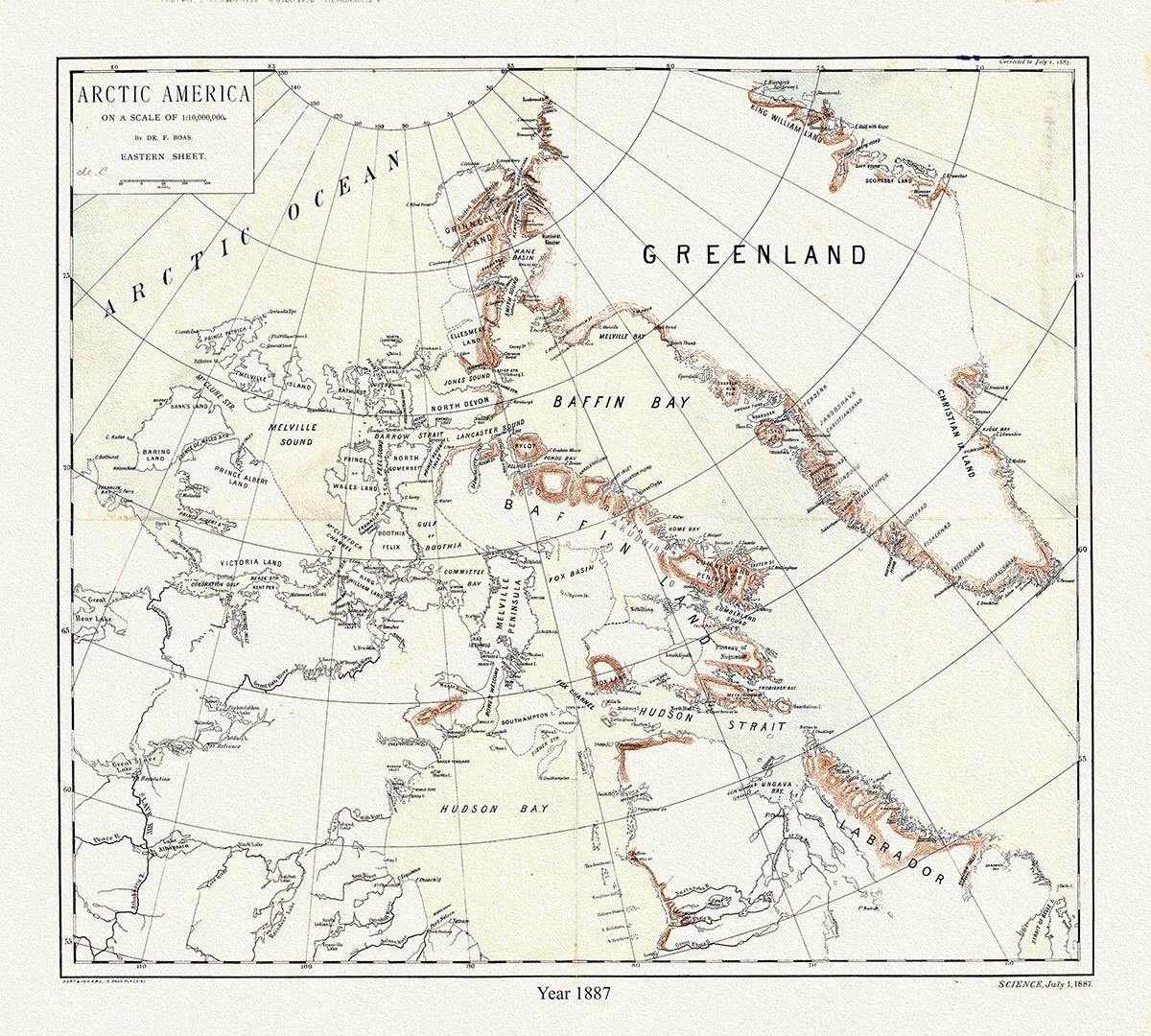 Canada: Arctic, Northern and Polar Exploration: Arctic America, eastern sheet.1887 - The Map Chest