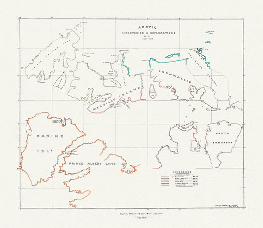 Canada: Arctic, Northern and Polar Exploration: Arctic discoveries and explorations up to July 1853, (1910) - The Map Chest