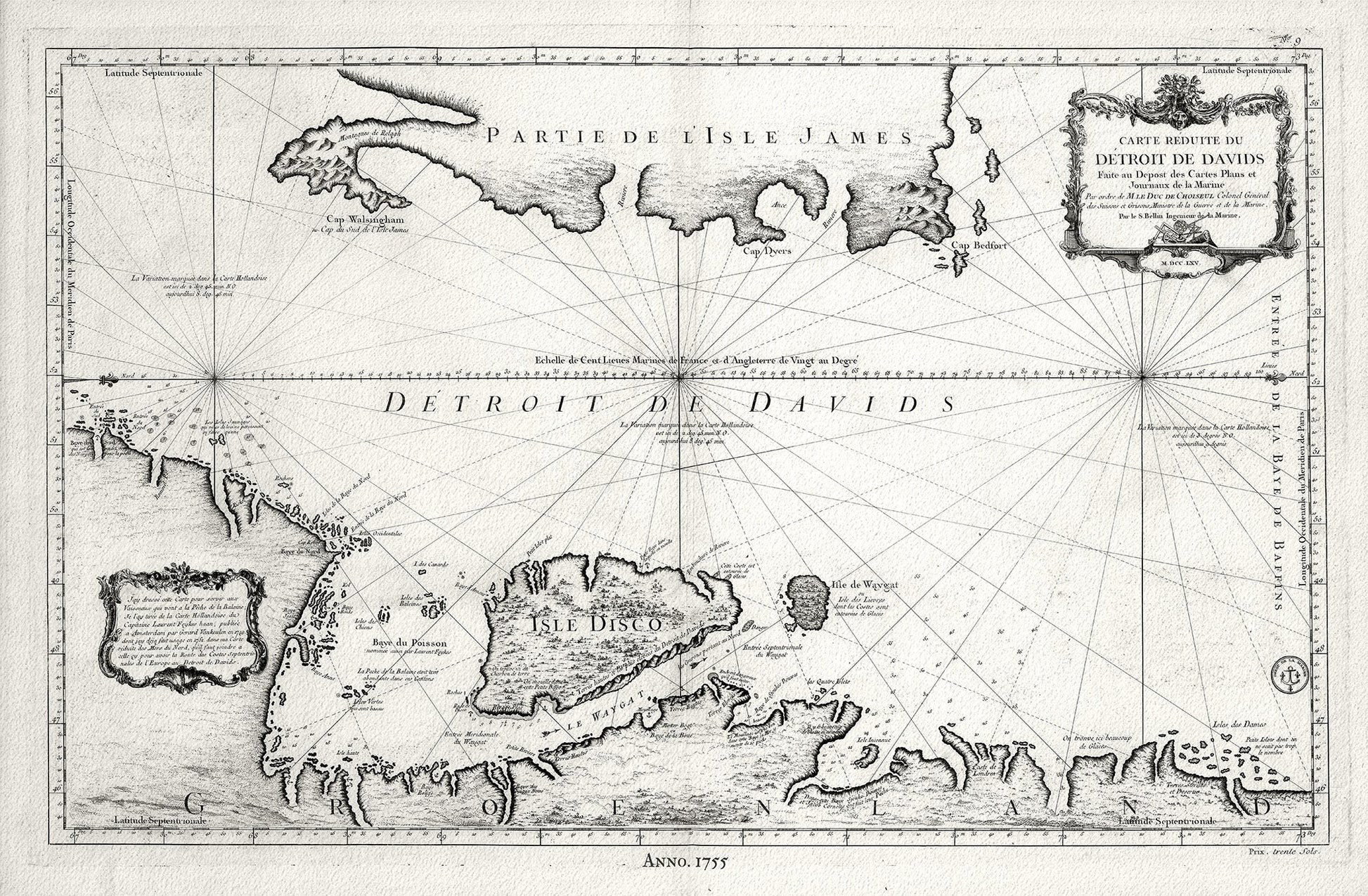 Canada: Arctic, Northern and Polar Exploration: Bellin, Canada, Davis Strait,1755 - The Map Chest