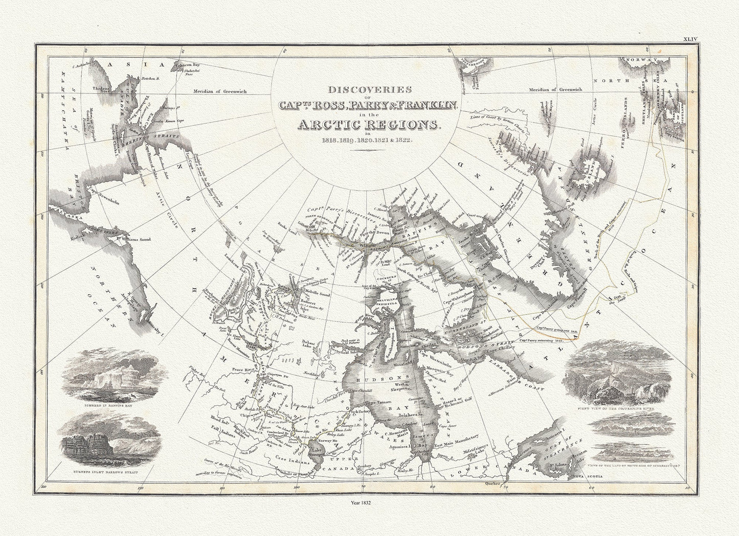 Canada: Arctic, Northern and Polar Exploration: Discoveries of Capts. Ross, Parry & Franklin in the Arctic Regions, in 1818, 1819, 1820, 1821 & 1822, Wyld auth.,1823 - The Map Chest