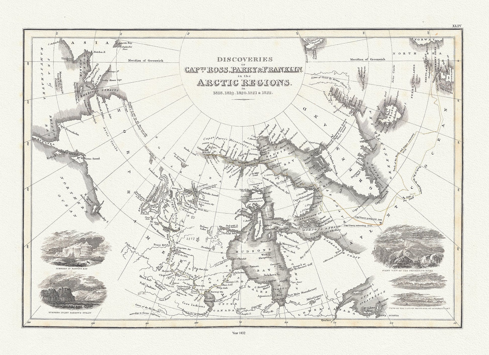 Canada: Arctic, Northern and Polar Exploration: Discoveries of Capts. Ross, Parry & Franklin in the Arctic Regions, in 1818, 1819, 1820, 1821 & 1822, Wyld auth.,1823 - The Map Chest