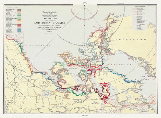 Canada: Arctic, Northern and Polar Exploration: Explorations in northern Canada and adjacent portions of Greenland and Alaska, 1904 Ver. II - The Map Chest
