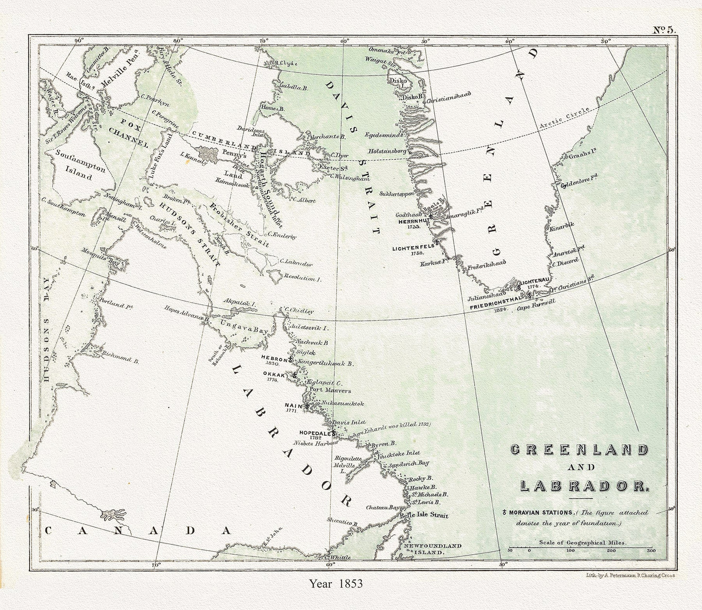 Canada: Arctic, Northern and Polar Exploration: Greenland & Labrador, 1853 - The Map Chest