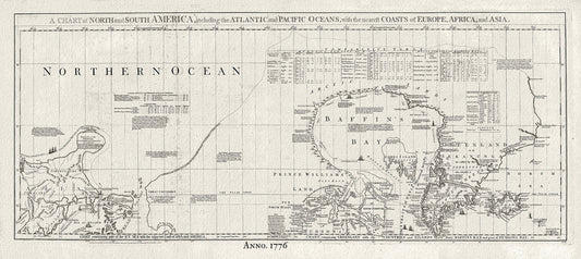 Canada: Arctic, Northern and Polar Exploration: Jeffreys, Canada, Baffin Bay, 1776 19 x 48" - The Map Chest
