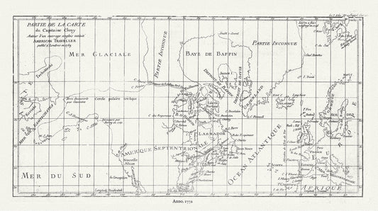 Canada: Arctic, Northern and Polar Exploration: Partie de la Carte du Captaine Cluny, 1772, Vaugondy auth. - The Map Chest