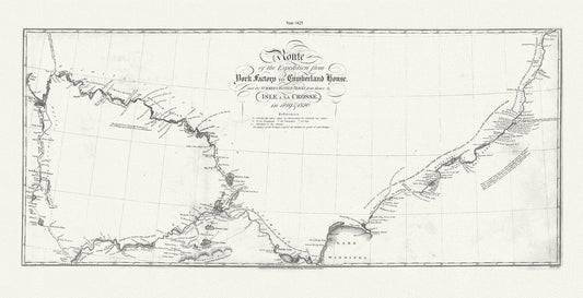 Canada: Arctic, Northern and Polar Exploration: Route of the Expedition from York Factory to Cumberland House. and the Summer & Winter tracks from thence to Isle a La Crosse, in 1819 & 1820. - The Map Chest