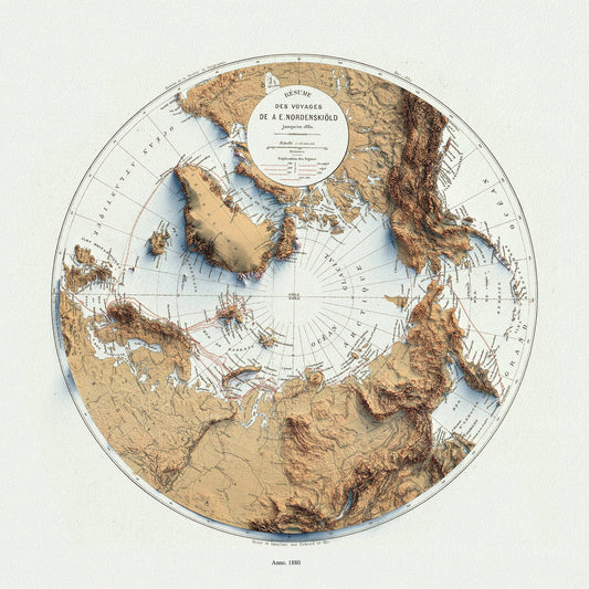 Canada: Arctic, Northern and Polar Exploration: The Polar North, Arctic in High Relief - The Map Chest