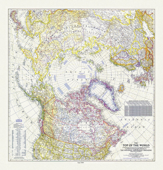 Canada: Arctic, Northern and Polar Exploration: The Top of the World, National Geographic Society, 1949 - The Map Chest