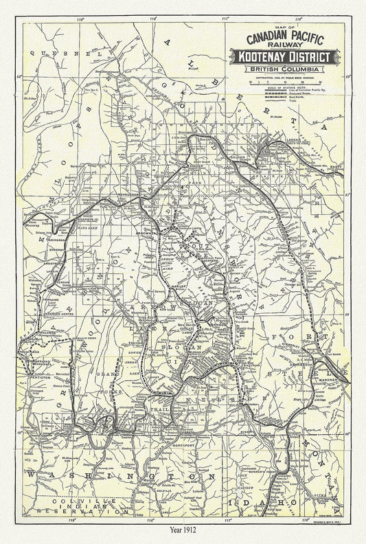 Canada: British Columbia: Railroads: CPR, Kootenay District, 1912 - The Map Chest