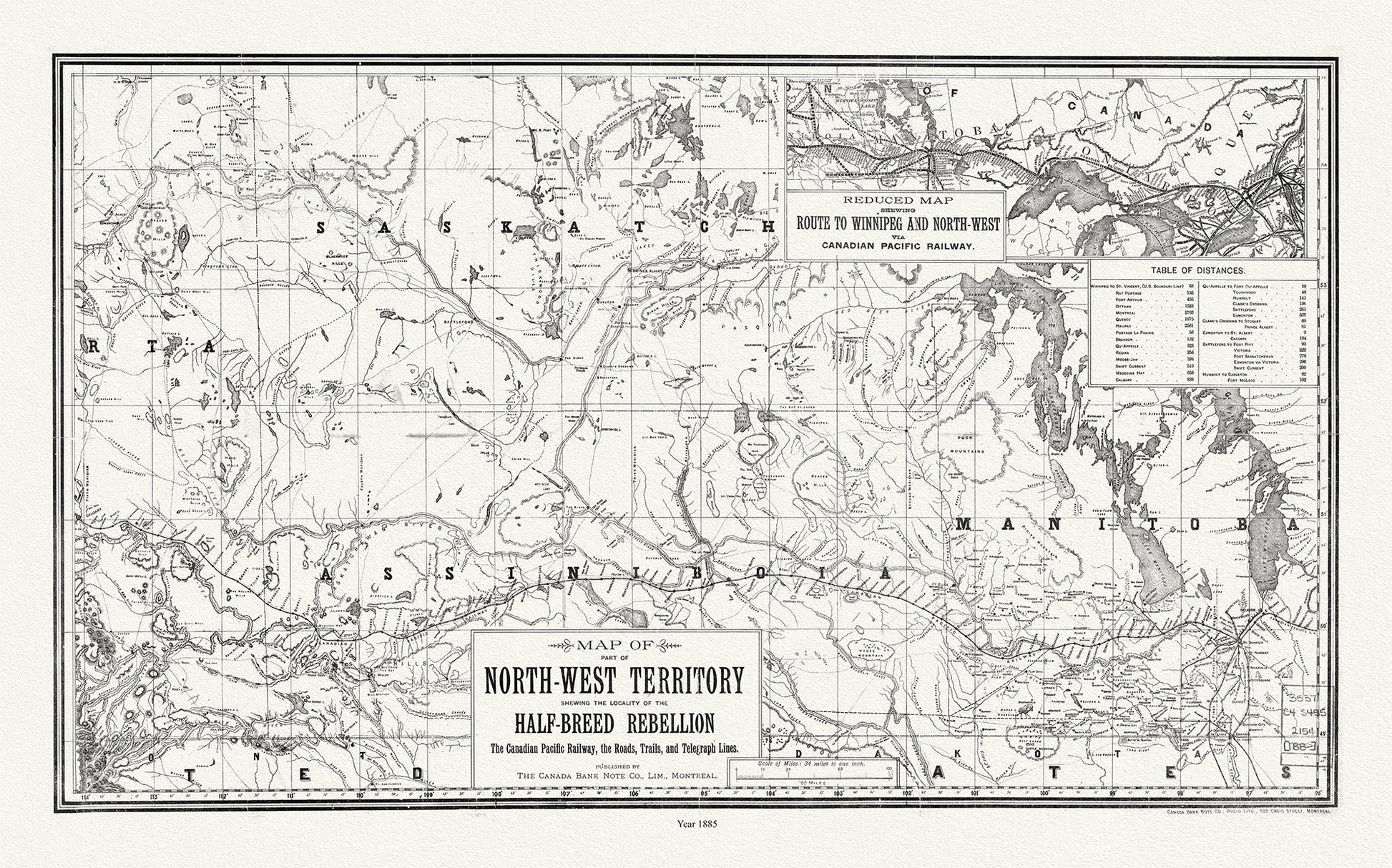 Canada First Peoples: Map of part of North - West Territory shewing the locality of the Half - Breed Rebellion, 1885 - The Map Chest