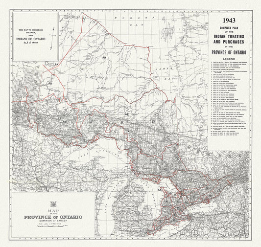Canada First Peoples: Map of the Province of Ontario compiled plan of the Indian treaties and purchases in the Province of Ontario, 1943 - The Map Chest