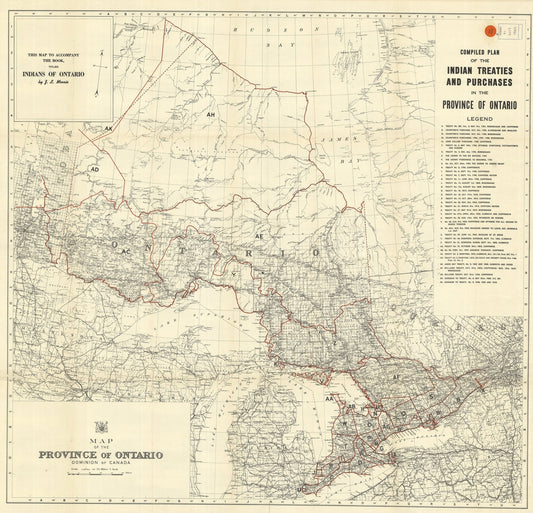 Canada First Peoples: Map of the Province of Ontario compiled plan of the Indian treaties and purchases in the Province of Ontario.1943 - The Map Chest