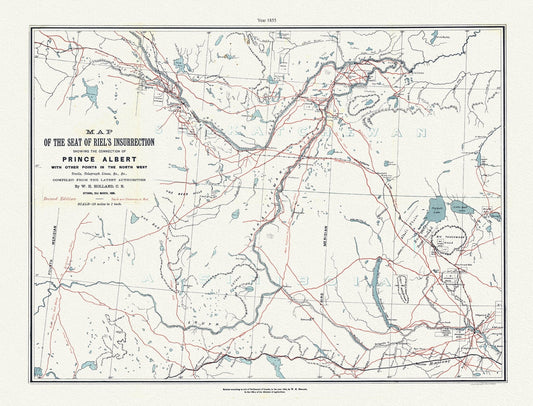 Canada First Peoples: Map of the seat of Riel's insurrection. showing the connection of Prince Albert with other points in the North West; trails, telegraph lines,1885 - The Map Chest