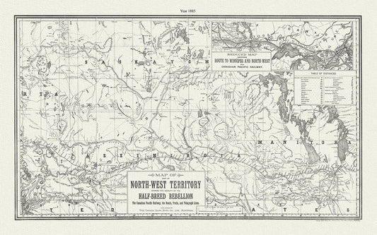 Canada First Peoples: This map shows the geographic area of the uprising by the Métis people from 1885, known as the North - West Rebellion, or Half - Breed Rebellion. - The Map Chest