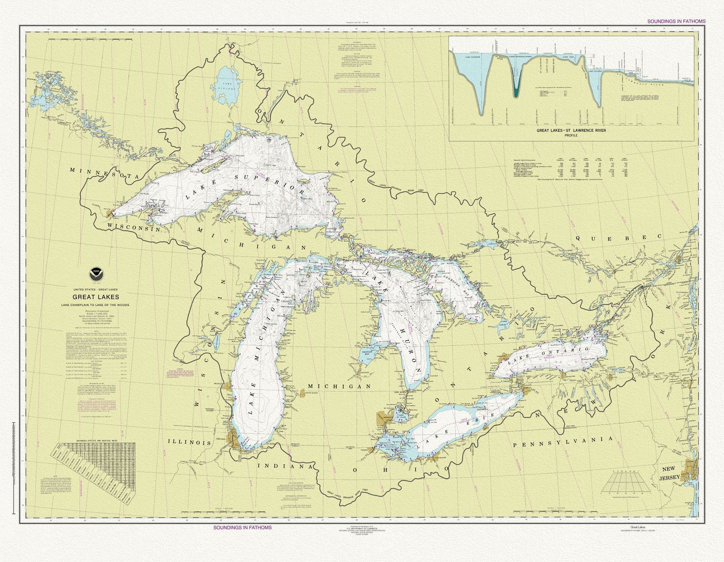 Canada: Great Lakes: A Nauitical Chart of The Geat Lakes, 2016 - The Map Chest