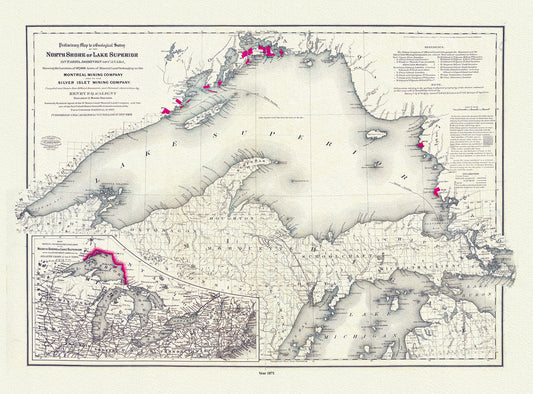 Canada: Great Lakes: Colton, Preliminary map to a geological survey of the north shore of Lake Superior, Ontario, Dominion of Canada, 1871 - The Map Chest