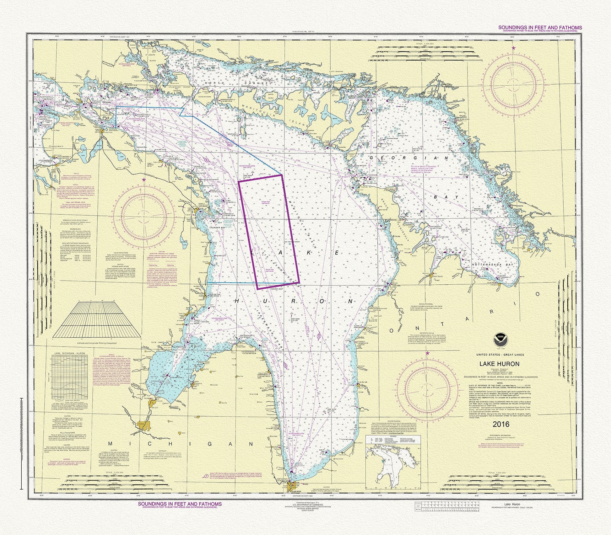 Canada: Great Lakes: Georgian Bay: Chart of Lake Huron, 2016 - The Map Chest