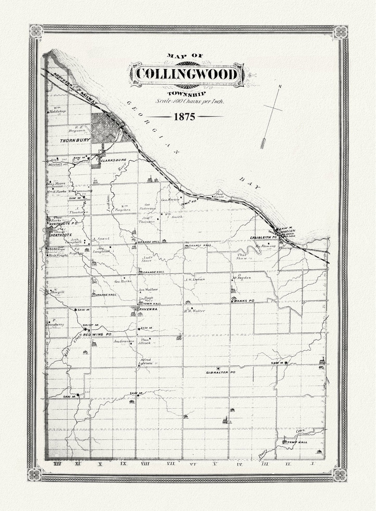 Canada: Great Lakes: Georgian Bay: Collingwood Township, 1875 - The Map Chest