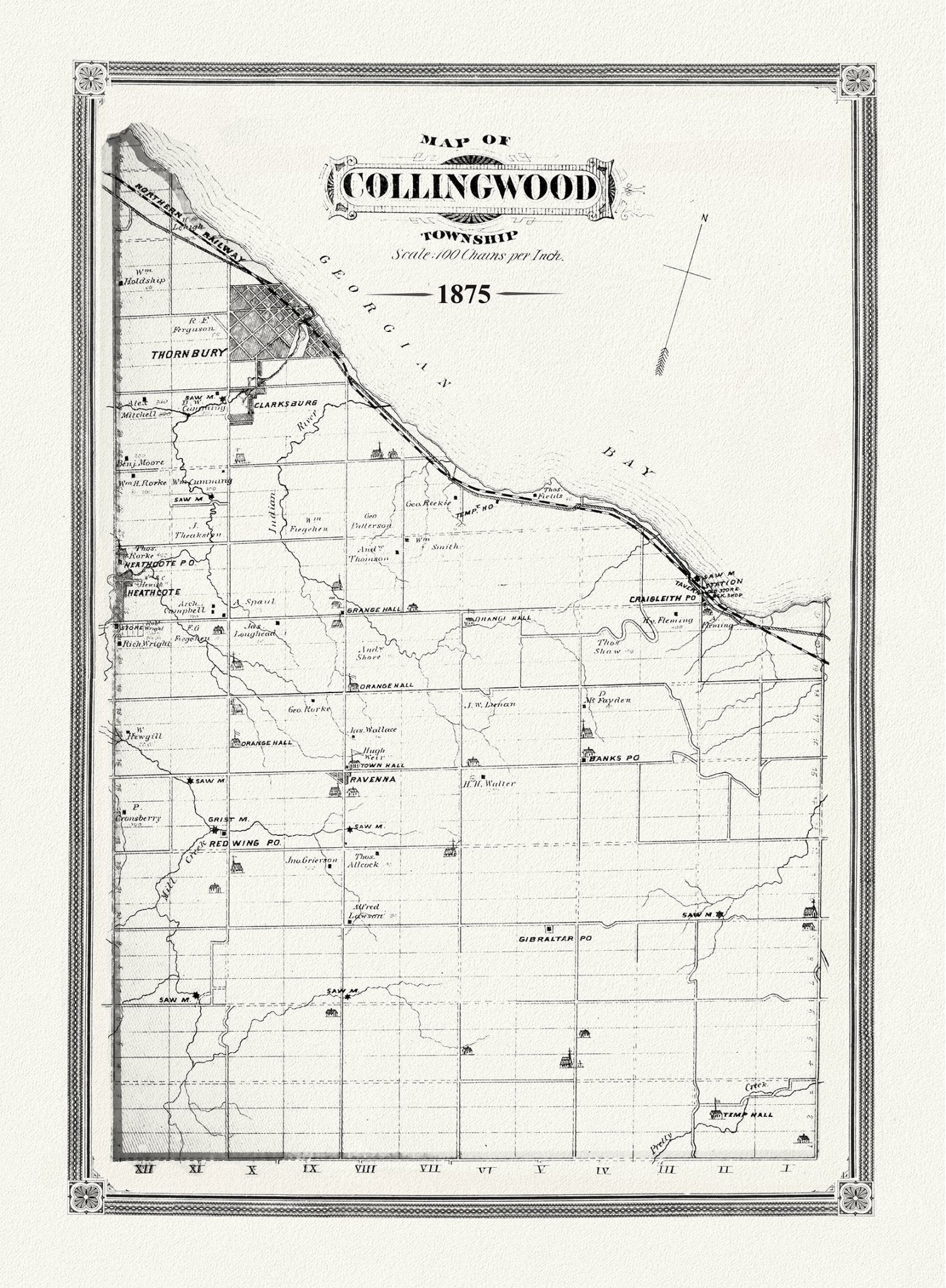 Canada: Great Lakes: Georgian Bay: Collingwood Township, 1875 - The Map Chest